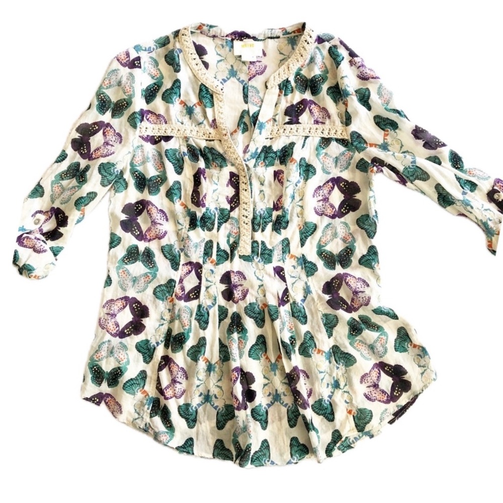 Anthropologie Abella Butterfly Pintuck Top